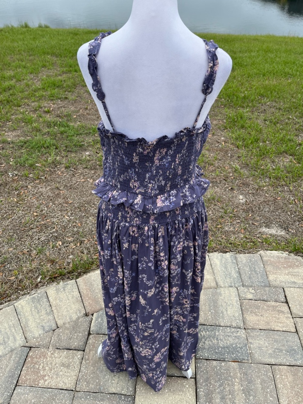 NWOT Anthropologie Floral Smocked Waist Purple Summer Dress Size XL - Picture 15 of 16